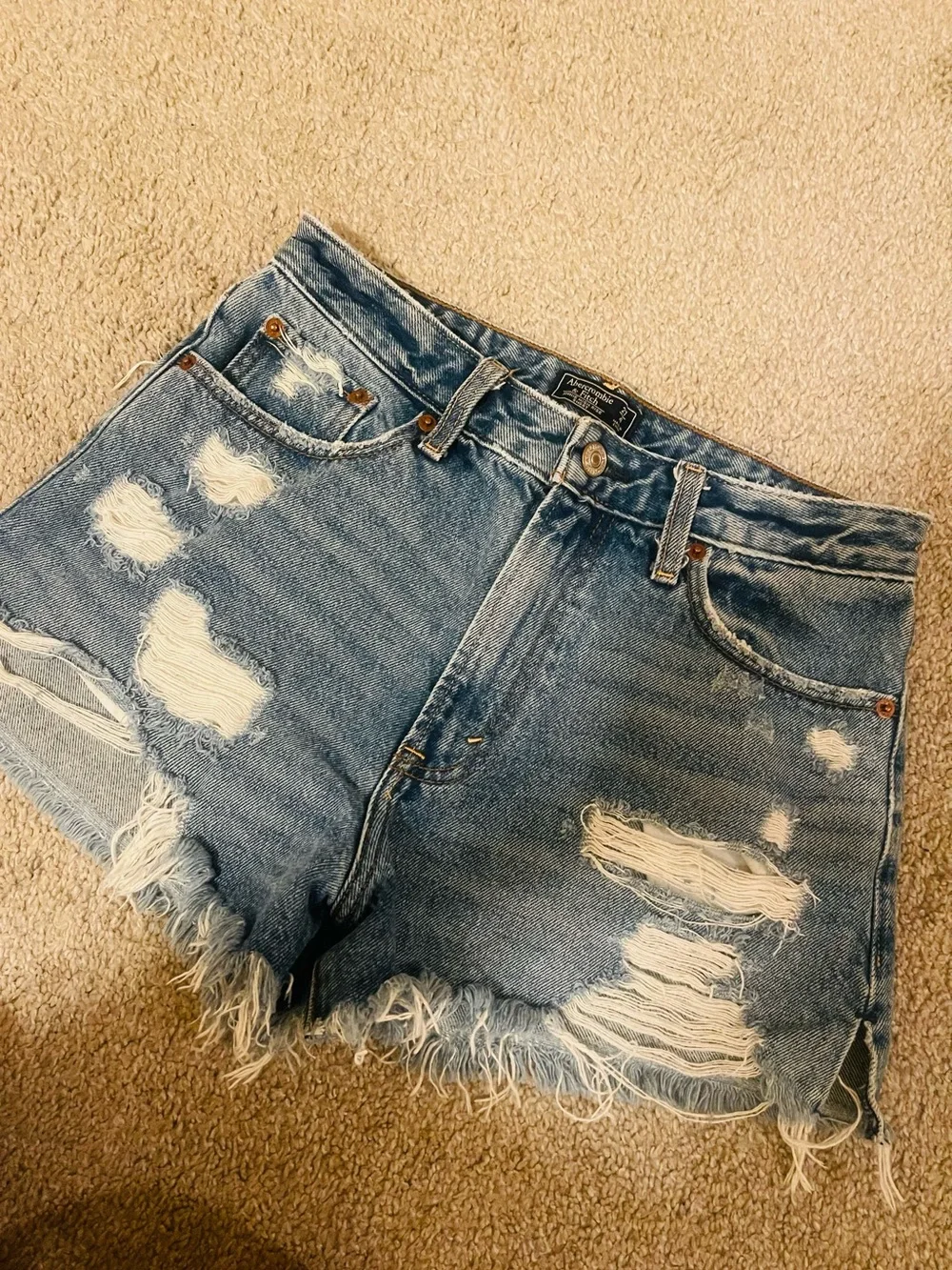Abercrombie & Fitch Distressed Light Blue Denim Cutoff Shorts